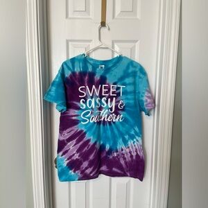 Graphic tee shirt. Tie dye. Sweet Sassy and Southern.